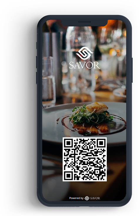 Scan the QR code with the phone camera for SAVOR digital menu DEMO